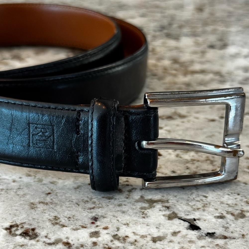 Ralph Lauren Black‎ Leather Reversible Belt with Silver Buckle